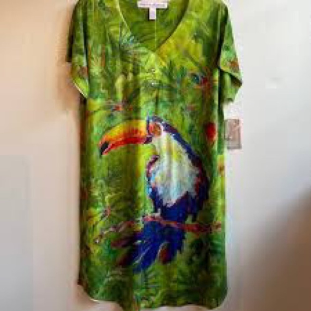 Leoma Lovegrove artwork printed knee length v-neck  size large